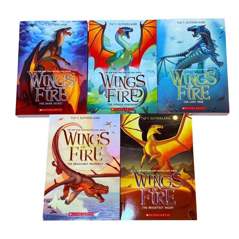 Wings of Fire Books 1-5 Set Tui T Sutherland Paperback Scholastic Dragon Series‎